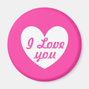 White polka hearts on fuchsia pink magnet
