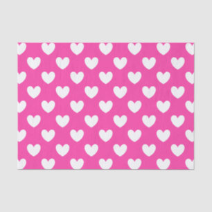 White polka hearts on fuchsia pink tissue paper
