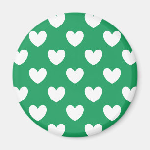 White polka hearts on Kelly green Magnet