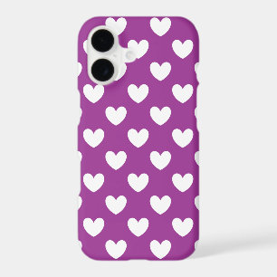 White polka hearts on purple