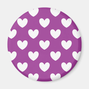 White polka hearts on Purple Cactus Flower purple Magnet