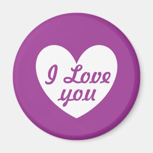 White polka hearts on Purple Cactus Flower purple Magnet