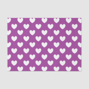 White polka hearts on Purple Cactus Flower purple Tissue Paper
