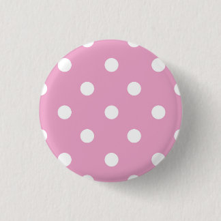 White Polka on Pink 3 Cm Round Badge