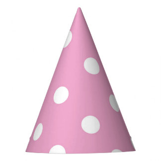 White Polka on Pink Party Hat
