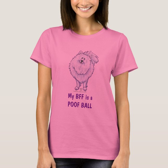 White Pomeranian BFF Poofball Light T-Shirt (Front)