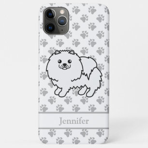 White Pomeranian Cute Cartoon Dog & Name Case-Mate iPhone Case