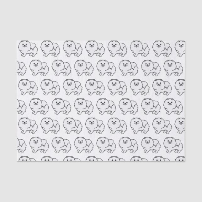 White Pomeranian Cute Cartoon Dog Pattern Tissue Paper (Front)