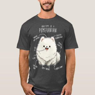 White Pomeranian Dog Anatomy T-Shirt
