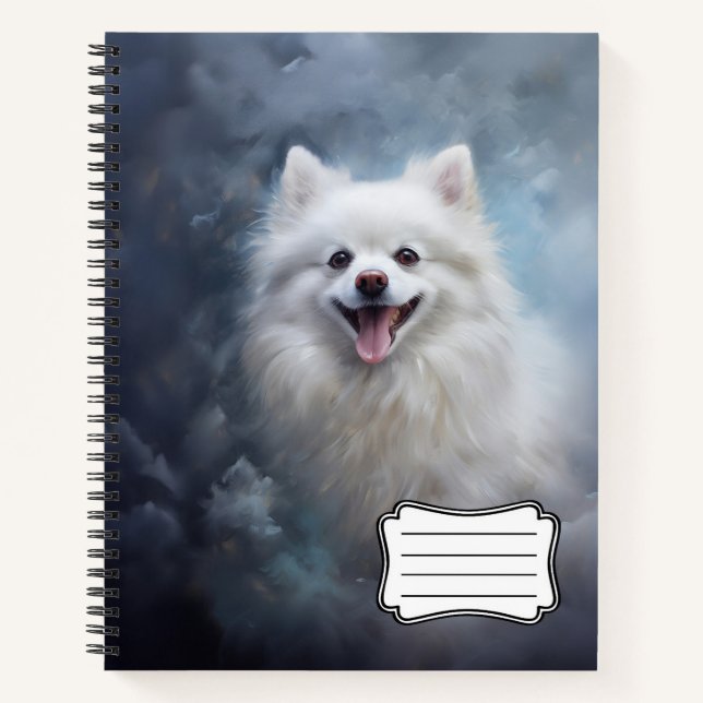 White pomeranian dog notebook (Front)