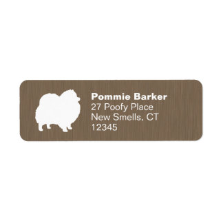 White Pomeranian Dog Silhouette Return Address
