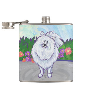 White Pomeranian Gifts & Accessories Hip Flask