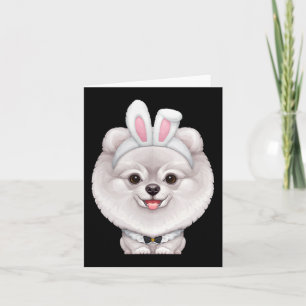 White Pomeranian In The Easter Bunny Costume Card