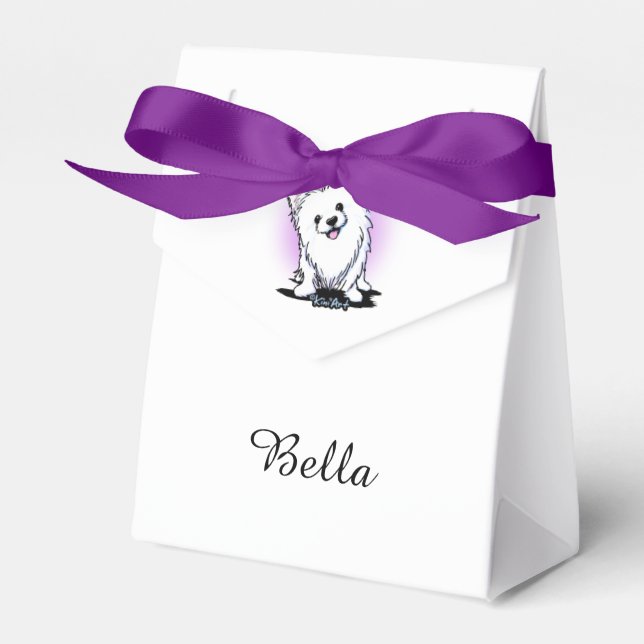 White Pomeranian Party Favour Bag Box (Front Side)