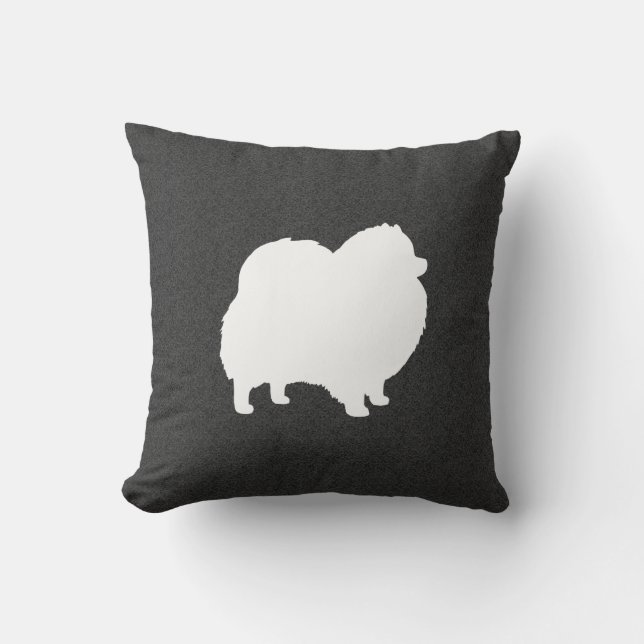 White Pomeranian Silhouette | Pommie Lover's Cushion (Front)