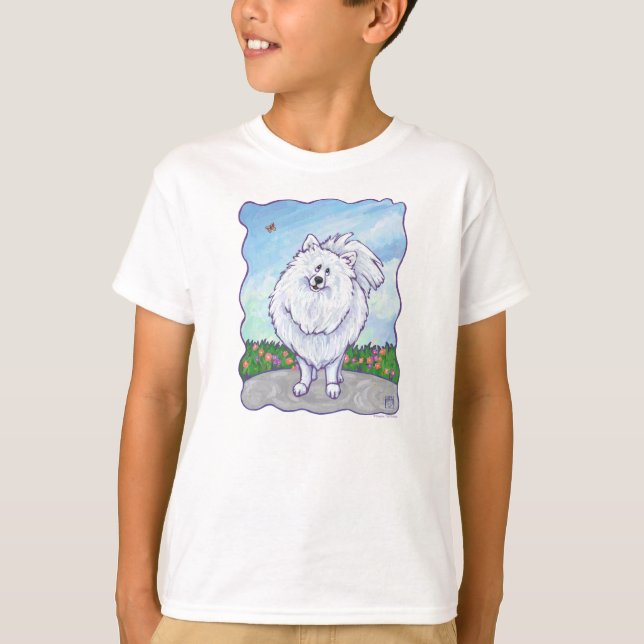 White Pomeranian T-Shirts (Front)