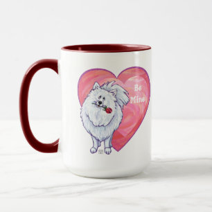 White Pomeranian Valentine's Day Mug