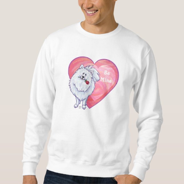 White Pomeranian Valentine's Day Sweatshirt (Front)