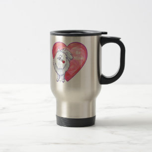 White Pomeranian Valentine's Day Travel Mug