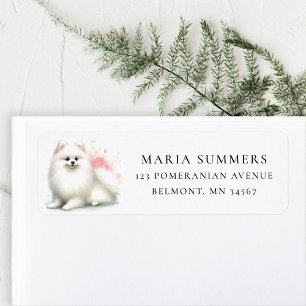 White Pomeranian Watercolor Return Address Label