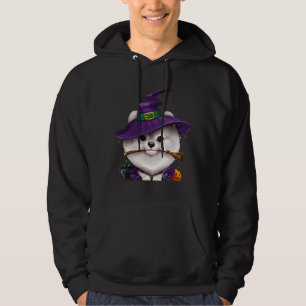 White Pomeranian Witch Halloween Hoodie
