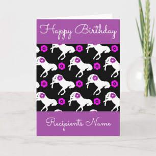 White Ponies Birthday Card