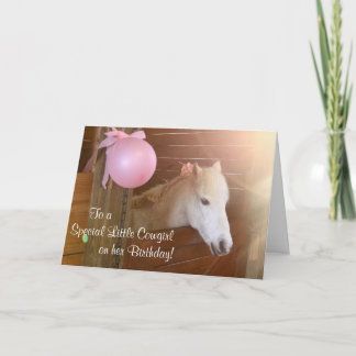 White Pony Cowgirl Birthday Card