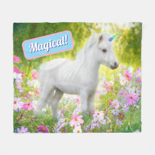 White Pony Unicorn Fleece Blanket