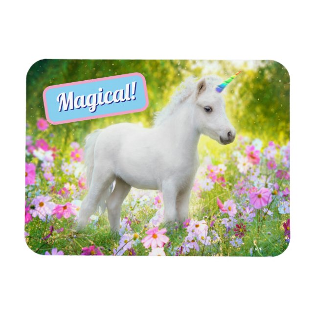 White Pony Unicorn Magnet (Horizontal)