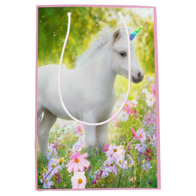 White Pony Unicorn Medium Gift Bag (Front)