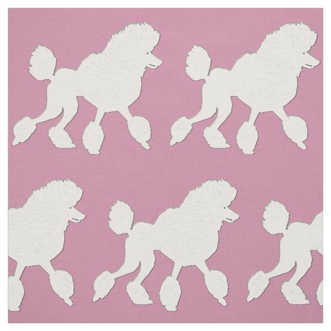 White Poodle Art Fabric (Swatch)
