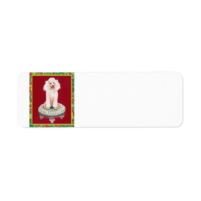 White Poodle Christmas Labels Tags Stickers (Front)