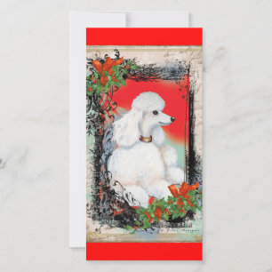 White Poodle Christmas Vintage Style Card