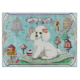 White Poodle Cupcake Tea Party Cutting Board