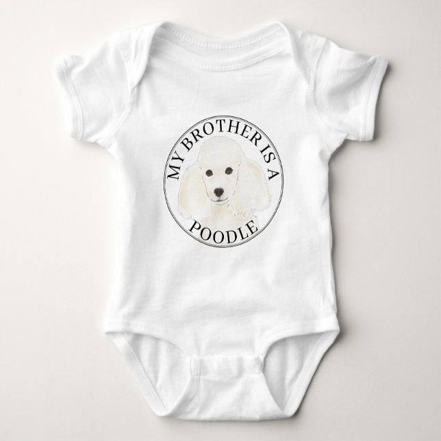 White Poodle Dog Baby Bodysuit (Front)