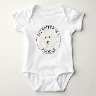 White Poodle Dog Big Sister Baby Bodysuit