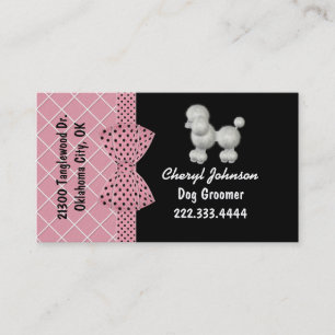White Poodle Dog Groomer Business Card