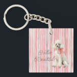 White Poodle Dog Hello Beautiful Key Ring<br><div class="desc">White Poodle Dog Hello Beautiful</div>