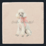White Poodle Dog Hello Beautiful Stone Coaster<br><div class="desc">White Poodle Dog Hello Beautiful</div>