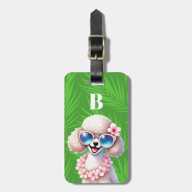 White Poodle Dog Luggage Tags (Front Vertical)