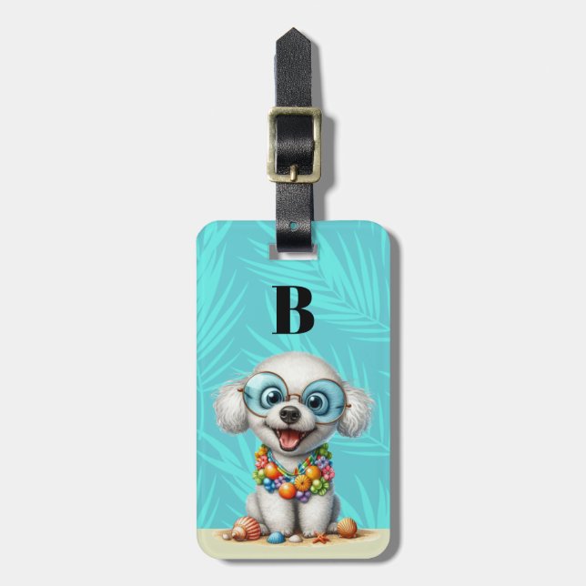 White Poodle Dog Luggage Tags (Front Vertical)