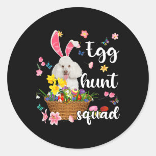 White Poodle Happy Easter Day Easter Colourful Egg Classic Round Sticker