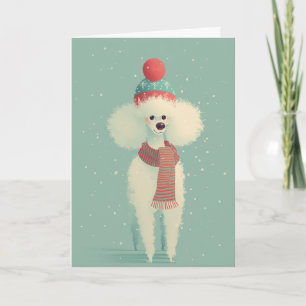 White Poodle Holiday Greeting Card