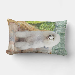 White Poodle Lumbar Cushion