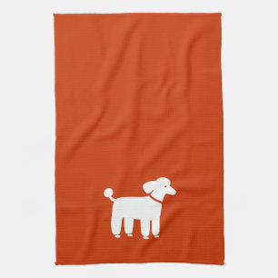 White Poodle on Customisable Colour Tea Towel