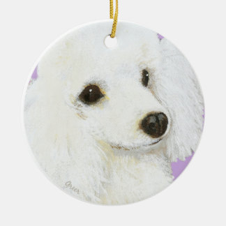 White Poodle Portrait Christmas Ornament