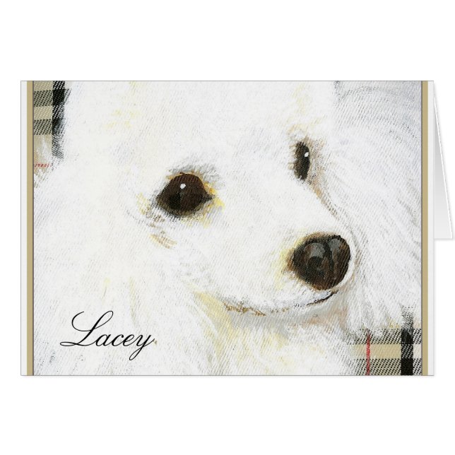 White Poodle Portrait Greeting Note Cards (Front Horizontal)