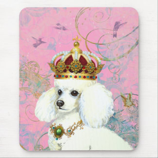 White Poodle Princess with Hummingbirds Mouse Pad