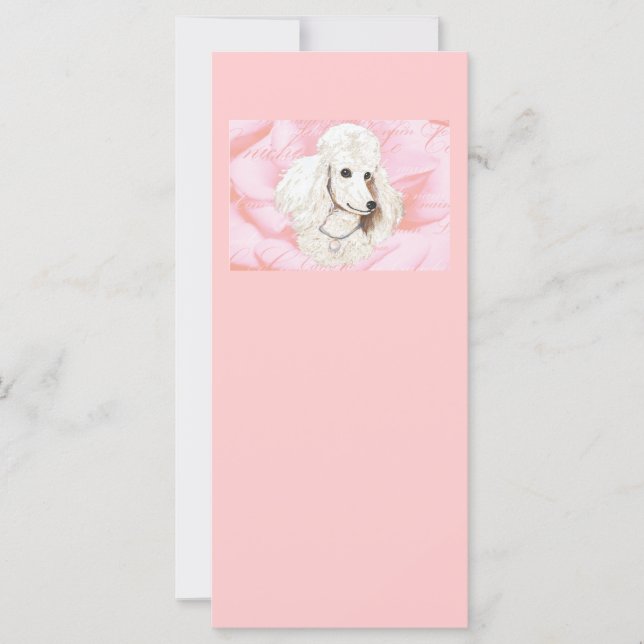 White Poodle Rose Petals Pink Invitation (Front)