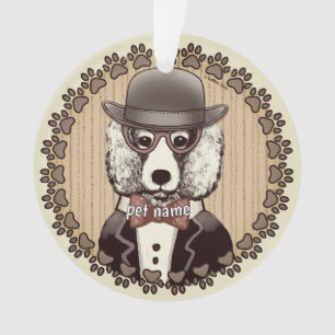 White Poodle wearing glasses Ornament